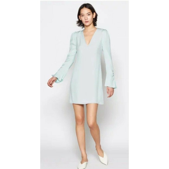 Joie Dresses & Skirts - JOIE Abnar Celadon Mint Sleeve Puff Silk Dress NWT
